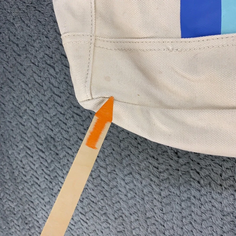 Vineyard Vines Backpack Womens OS Cream Blue Stripe Canvas Drawstring Nautical
